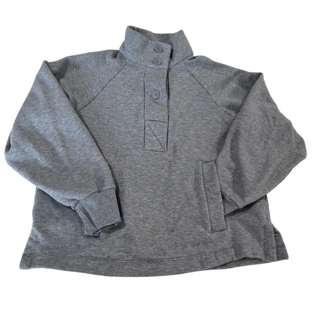 Free Assembly Pullover Sweatshirt‎ Womens Gray XS Fleece Popover Raglan Sleeve